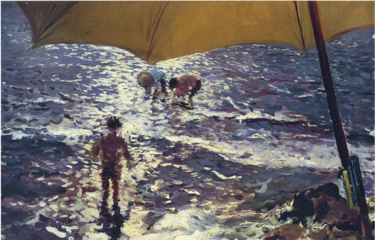 Joaquin Sorolla (Soroya). Noon on the beach in Valencia