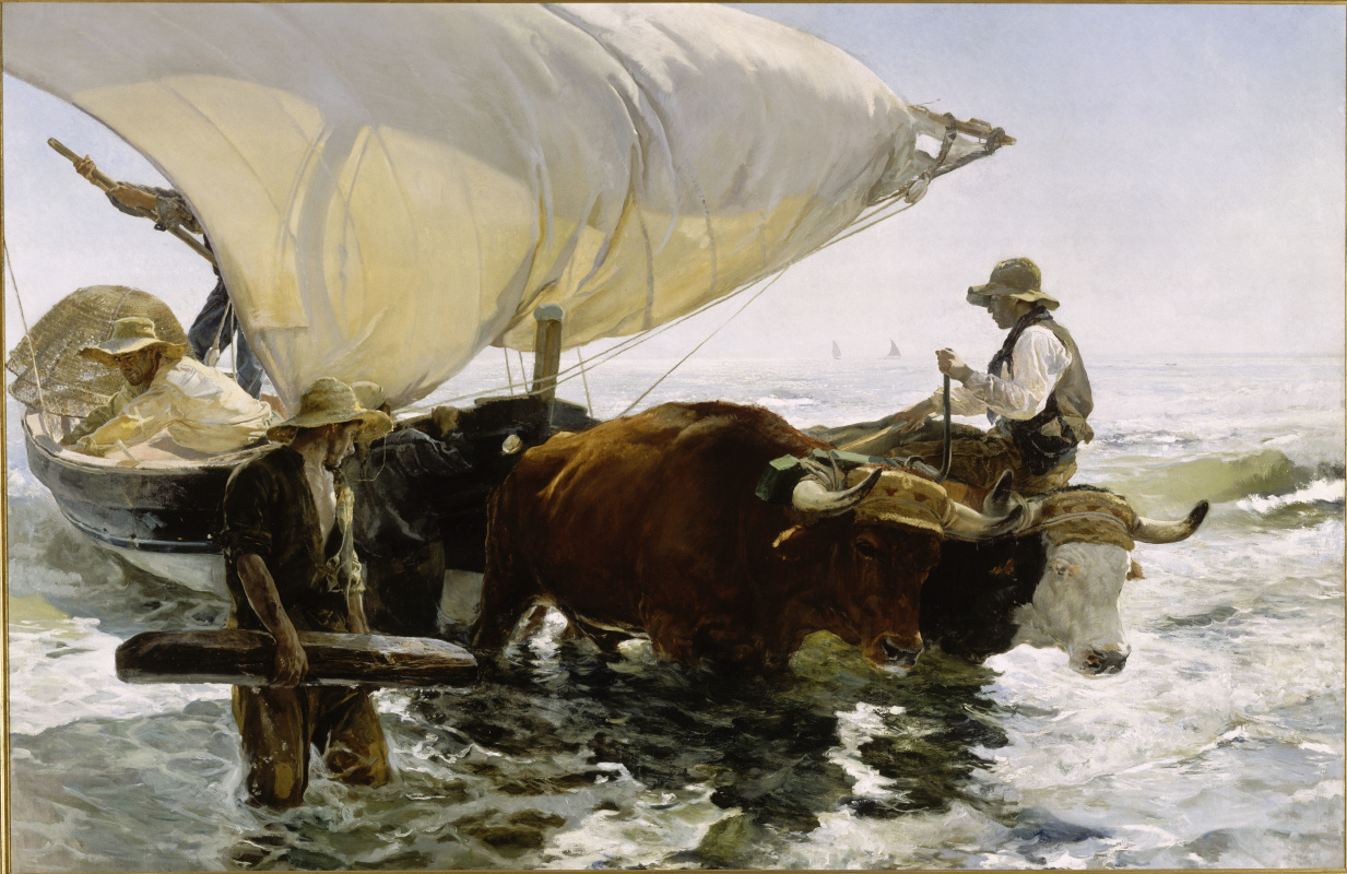 Joaquin Sorolla（Soroya）. Return from fishing. Towing boats