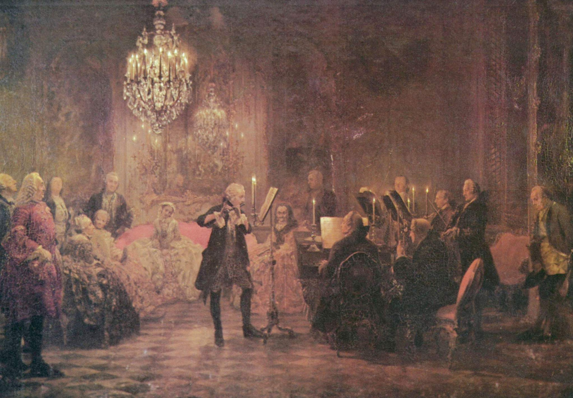 Adolf Friedrich Erdmann von Menzel. Concert of Frederick the Great in Sanssouci