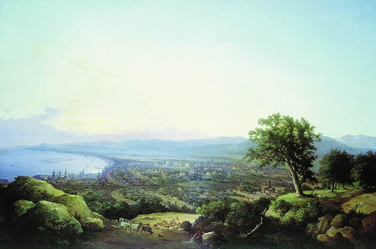 Nikanor Grigorievich Chernetsov. View of the city of Saratov at sunset. 1860