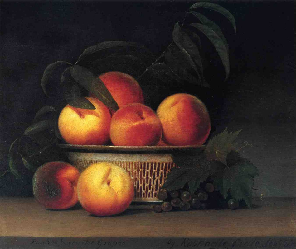 Raphaelle Peale. Duraznos y uvas inmaduras