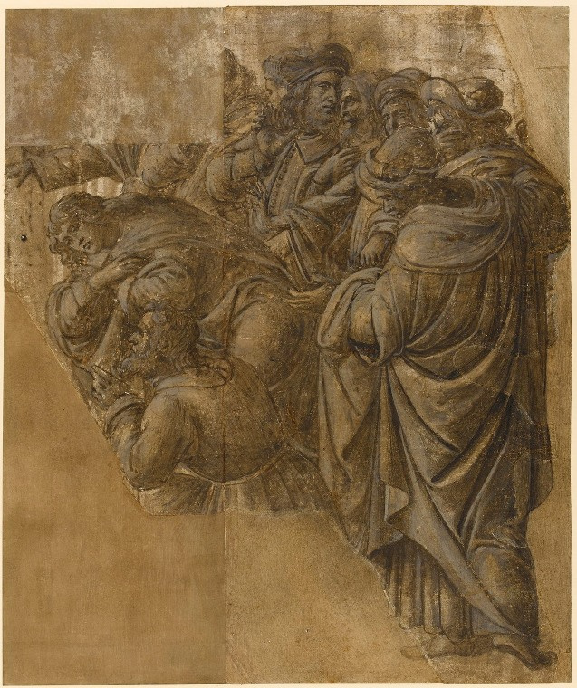 Sandro Botticelli. A conversation between men and two wise men. Two fragments to the "Adoration of the Magi"