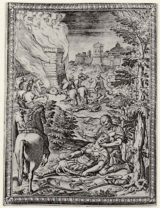 Bernardo Castello. Illustration to the poem by Torquato tasso "Jerusalem delivered", Clorinda dies at the hands of Tancred