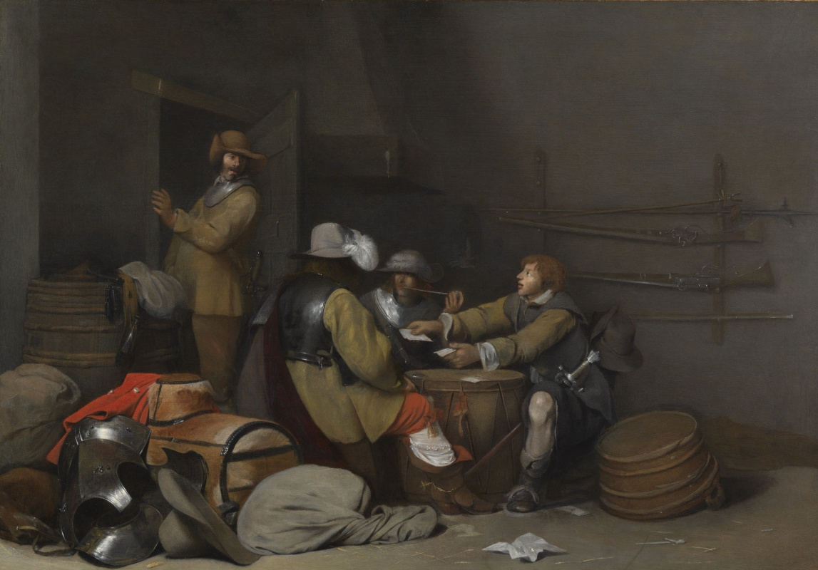 Gerard Terborch (ter Borch). Guard interior with soldiers smoking and playing cards