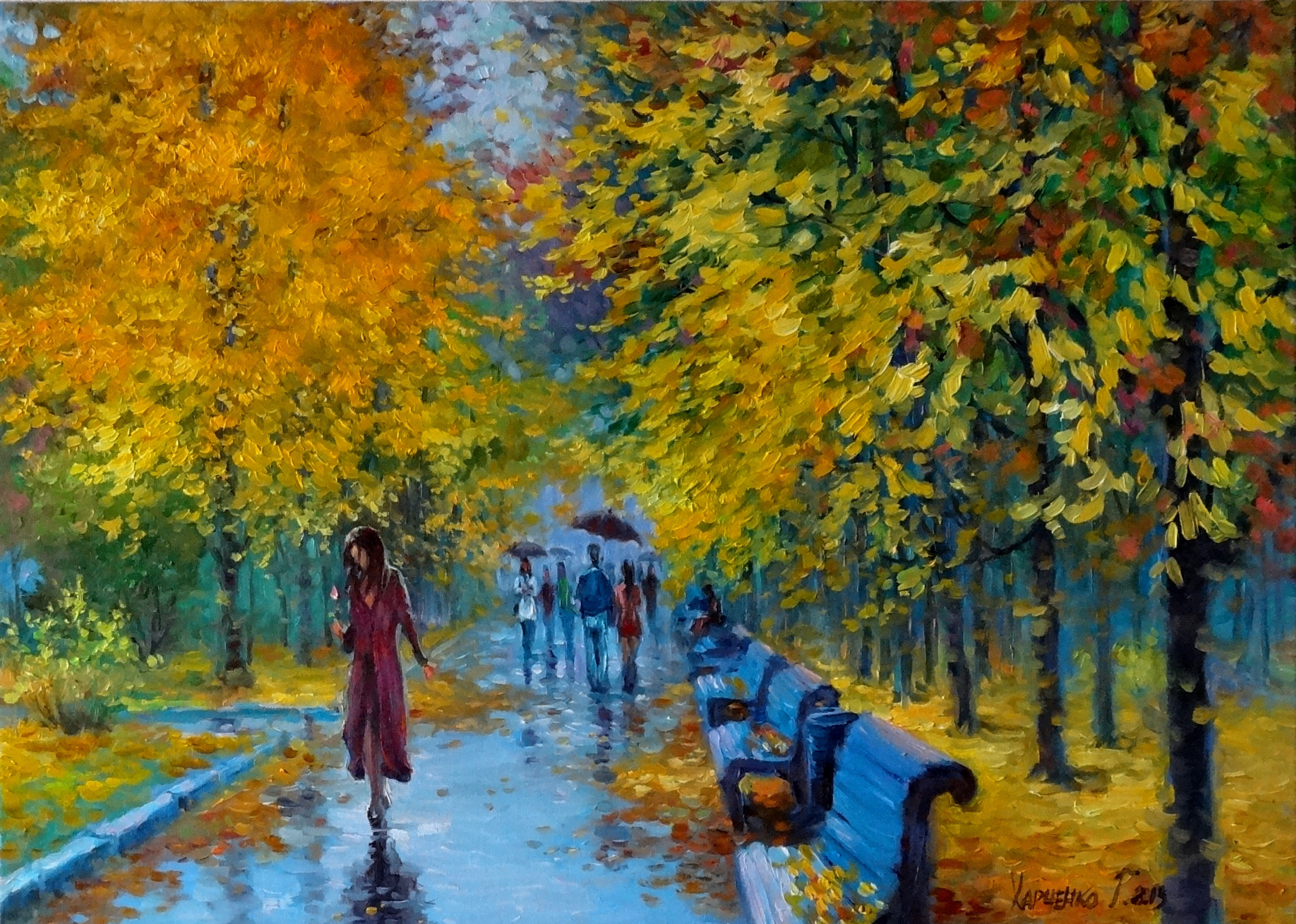 Autumn rain, 2013, 70×50 cm by George Kharchenko: History, Analysis & Facts  | Arthive