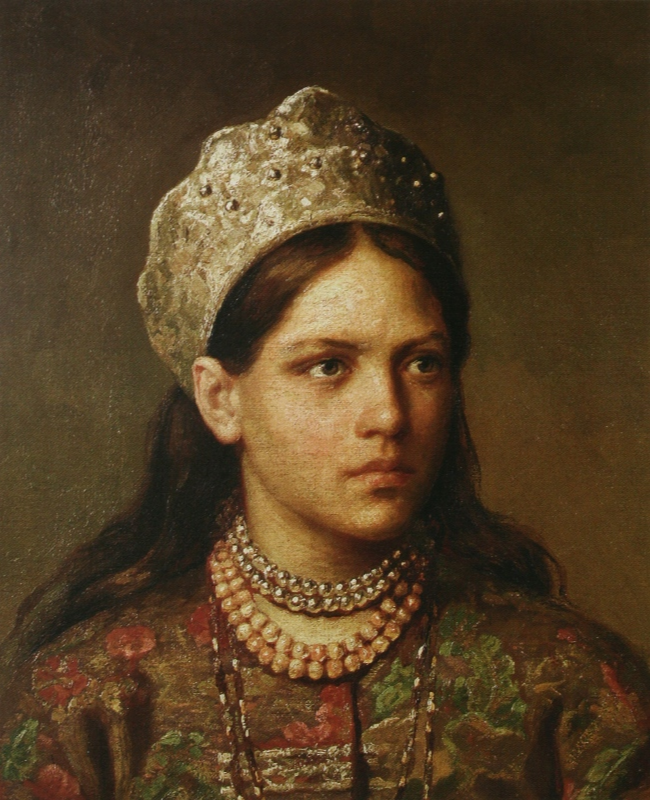 Firs Sergeevich Zhuravlev. Portrait of a girl in Russian costume. National Gallery of the Republic of Komi, Syktyvkar
