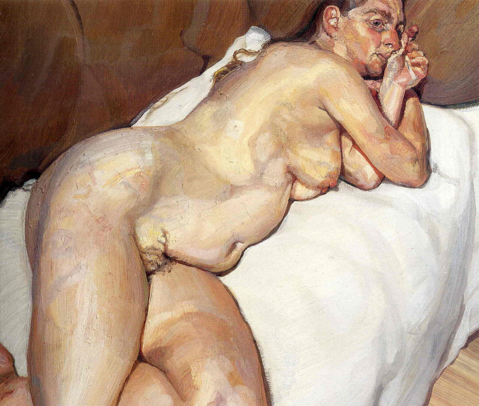 Lucien Freud. Nude woman on sofa