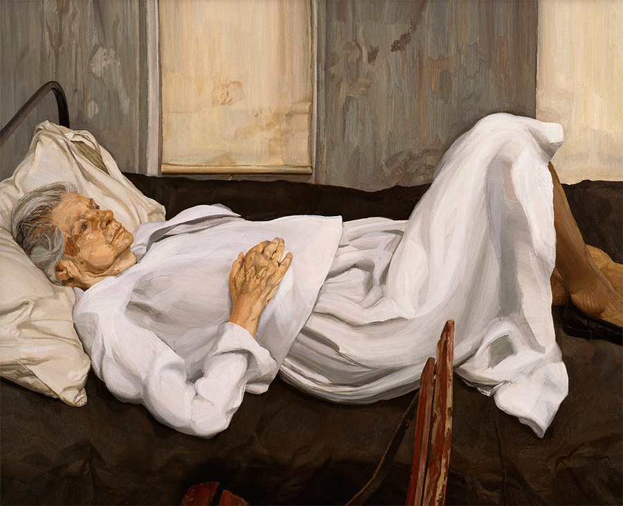 Lucien Freud. Reclining old woman