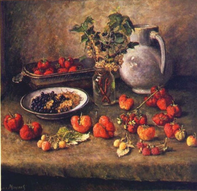 Ilya Mashkov. Strawberry and white jug