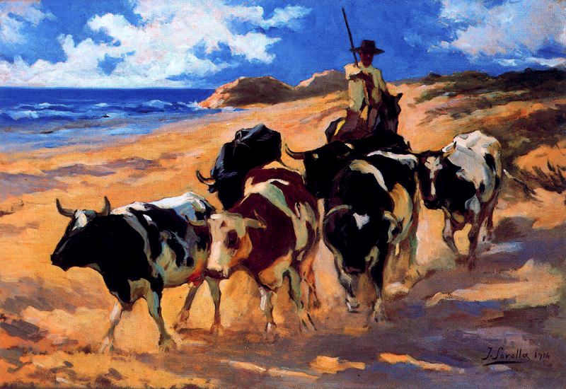 Joaquin Sorolla. Oxen on the beach