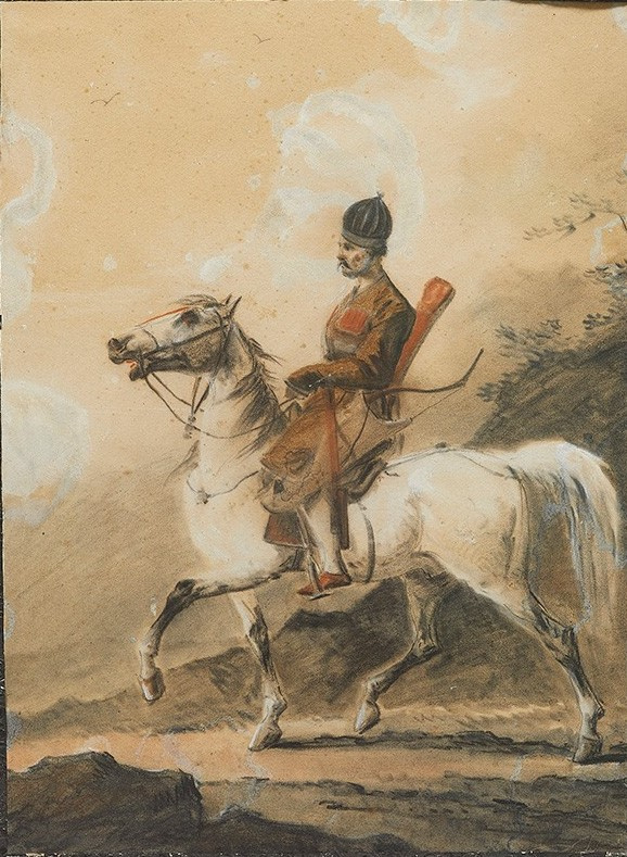 Alexander Osipovich Orel. Highlander on horseback