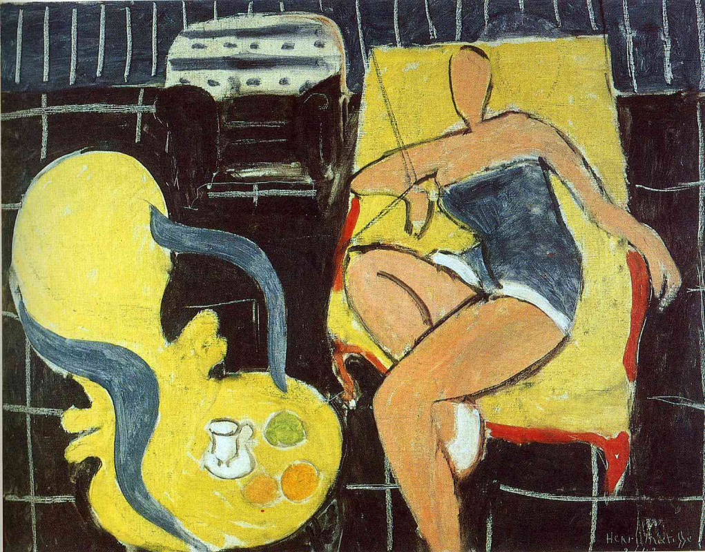 Henri Matisse. Dancer and chair on a black background