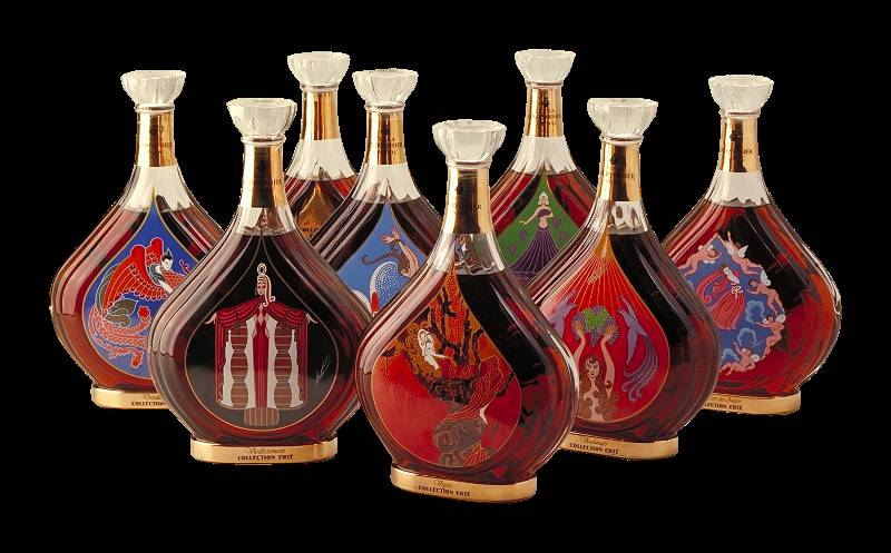 Romain Tirtoff. Collection of designer labels and decanters cognac Courvoisier "the Way of the vine"