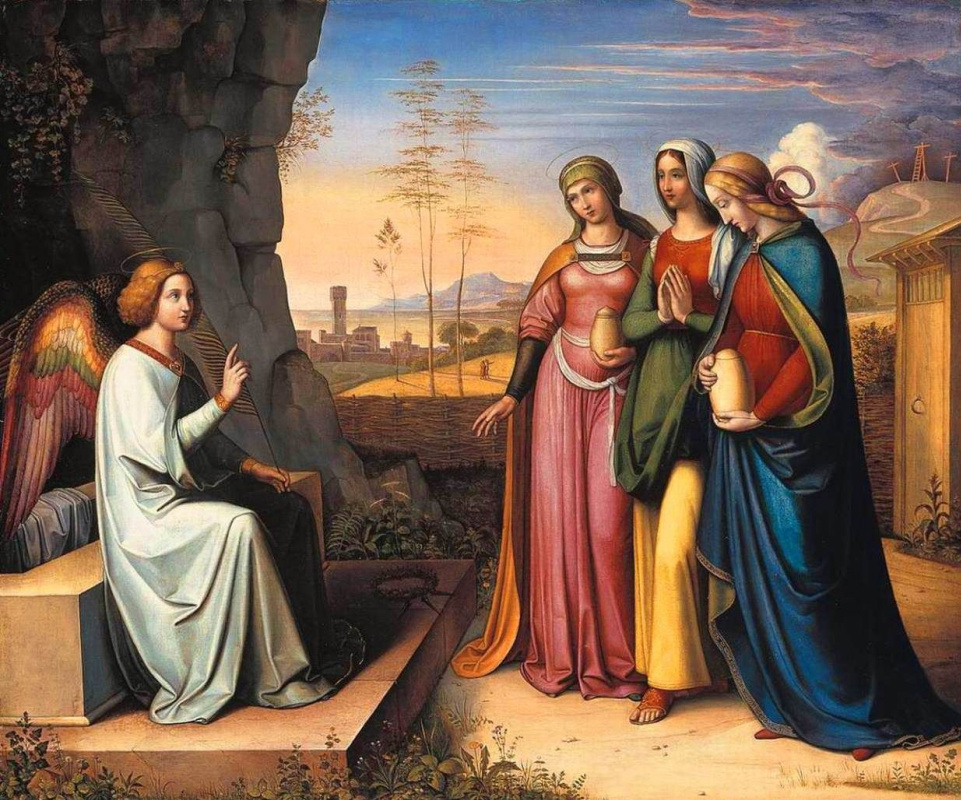 Peter von Cornelius. The three Marys at the tomb (myrrh-bearing women)