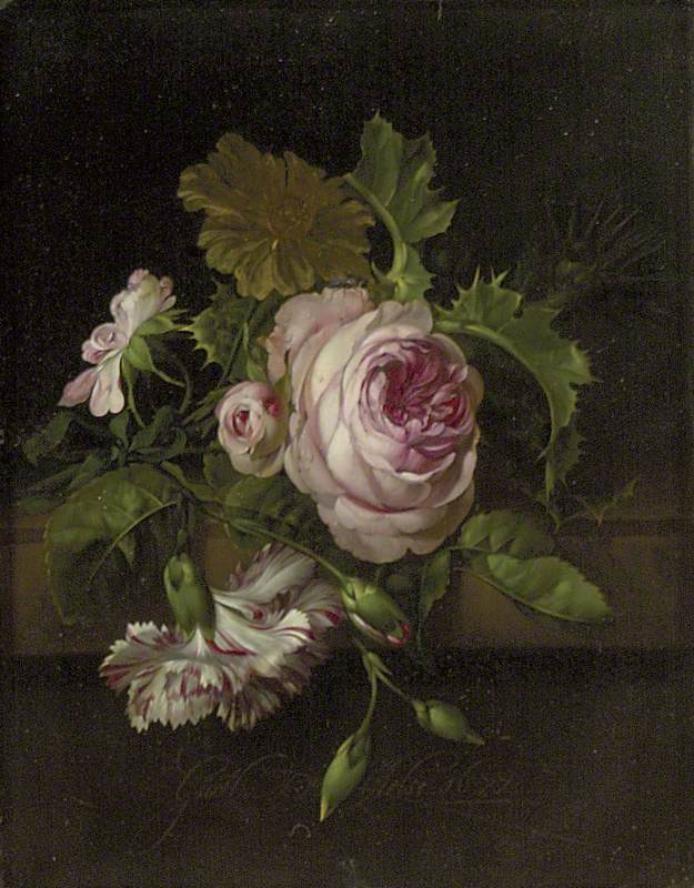 Виллем ван Алст. Натюрморт с цветами. Роза и гвоздика