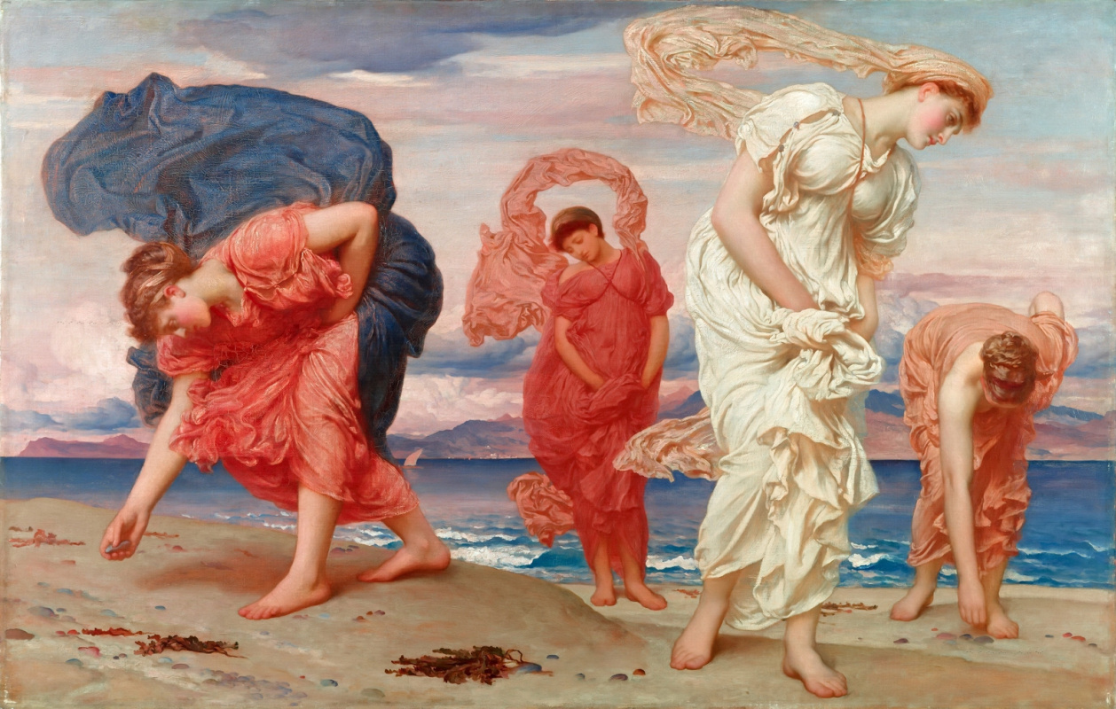 Frederic Leighton. Greek girls collect pebbles from the sea