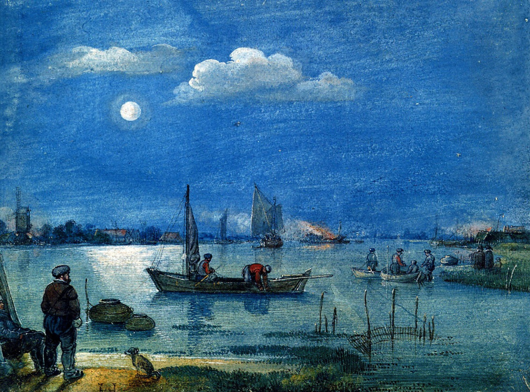 Hendrik Avercamp. Pêcheurs au clair de lune