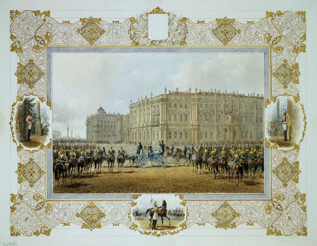 Vasily Semenovich Sadovnikov. Watch-the parade of the cavalry regiment in front of the Winter Palace