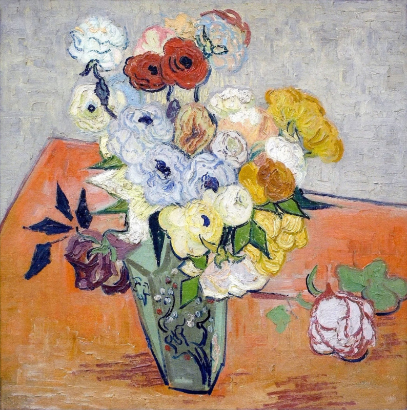 Vincent van Gogh. Japanese vase with roses and anemones