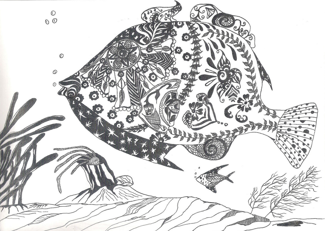 Nikolai Nikolaevich Olar. Series of stylized drawings: "Underwater fantasy" (16)