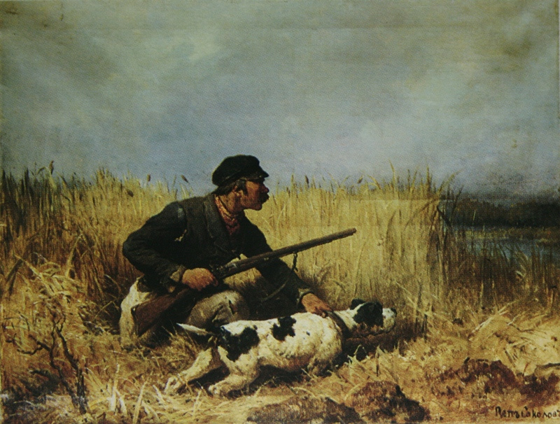 Petr Petrovich Sokolov. "Russian hunter-fishers. In the swamp"