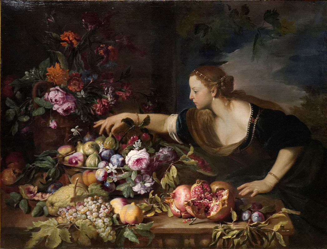 Abraham Brueghel. Woman Grasping Fruits