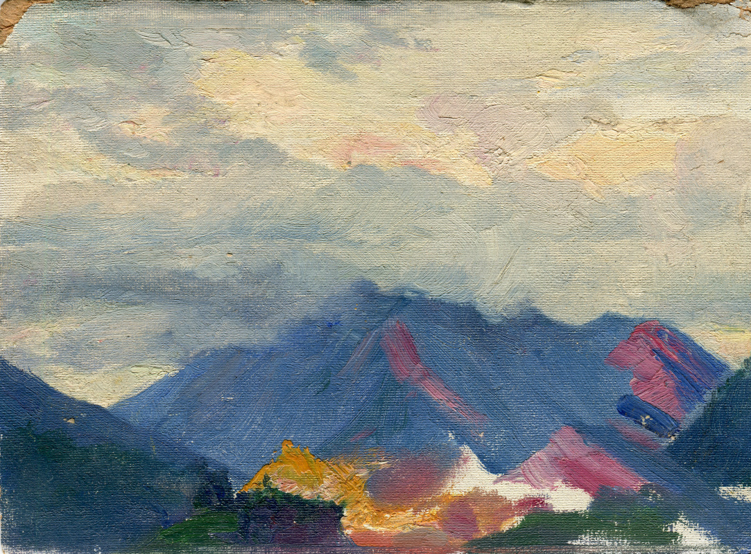 Vasily Fadeevich Demin. Studie "Berge in den Wolken"