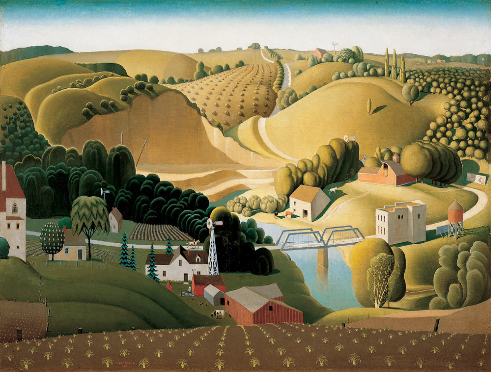 Stone City Iowa 1930 102 77 cm by Grant Wood History Analysis