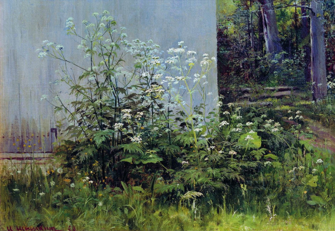 Ivan Ivanovich Shishkin. Flowers at the fence