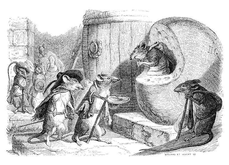 Jean Ignace Isidore Gérard Grandville. The Union of Rats. Illustrations to the fables of Jean de Lafontaine