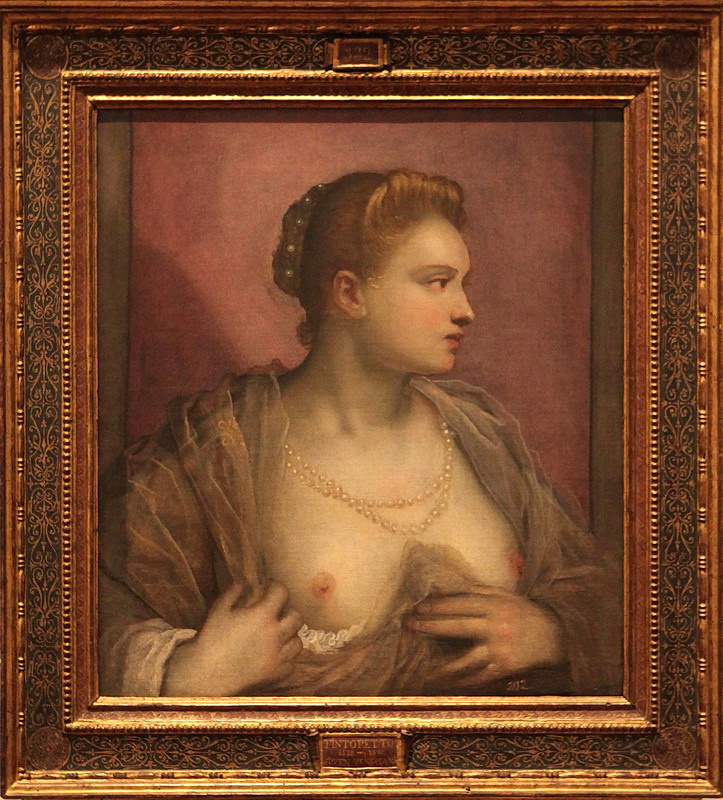 Portrait of a woman with an open chest