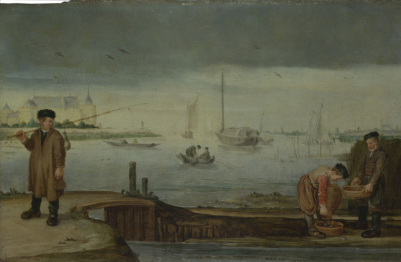 Fishermen near the castle Muiderslot