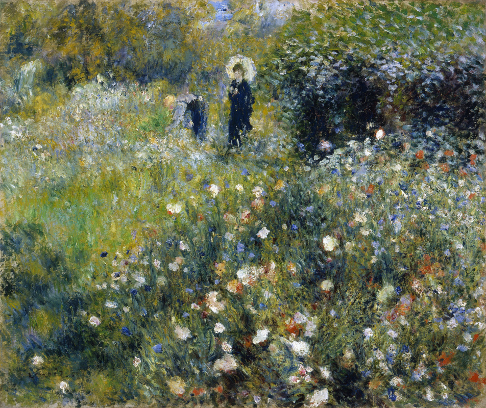 Pierre-Auguste Renoir. Woman with umbrella in the garden