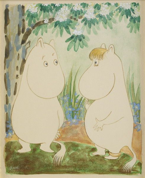 Tove Jansson. Love under a flowering tree. Moomin characters