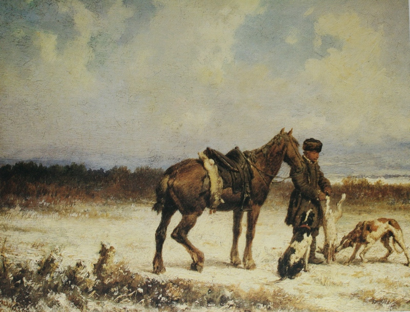 Petr Petrovich Sokolov. "Hunting scene" 1869