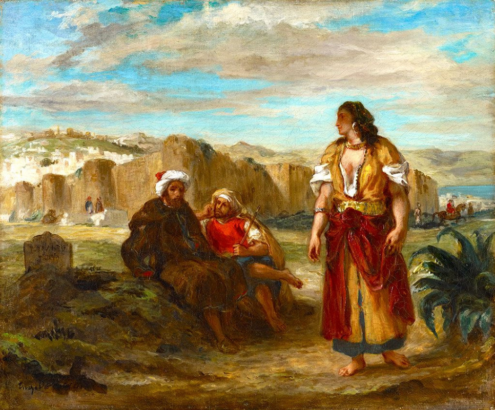 Eugene Delacroix. Blick auf Tanger und die beiden sitzenden Araber