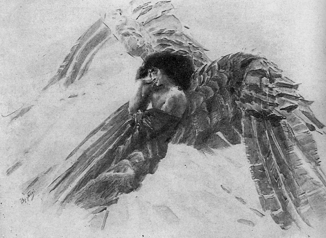 Mikhail Vrubel. The demon flying. Illustration to the poem by Mikhail Lermontov "Demon"