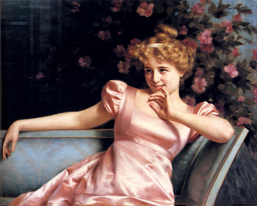 Vittorio Reggianini. Lady in pink dress