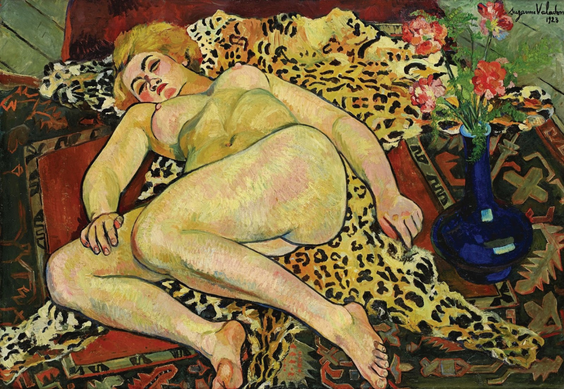 Suzanne Valadon. Обнаженная Екатерина, лежащая на шкуре леопарда. 1923