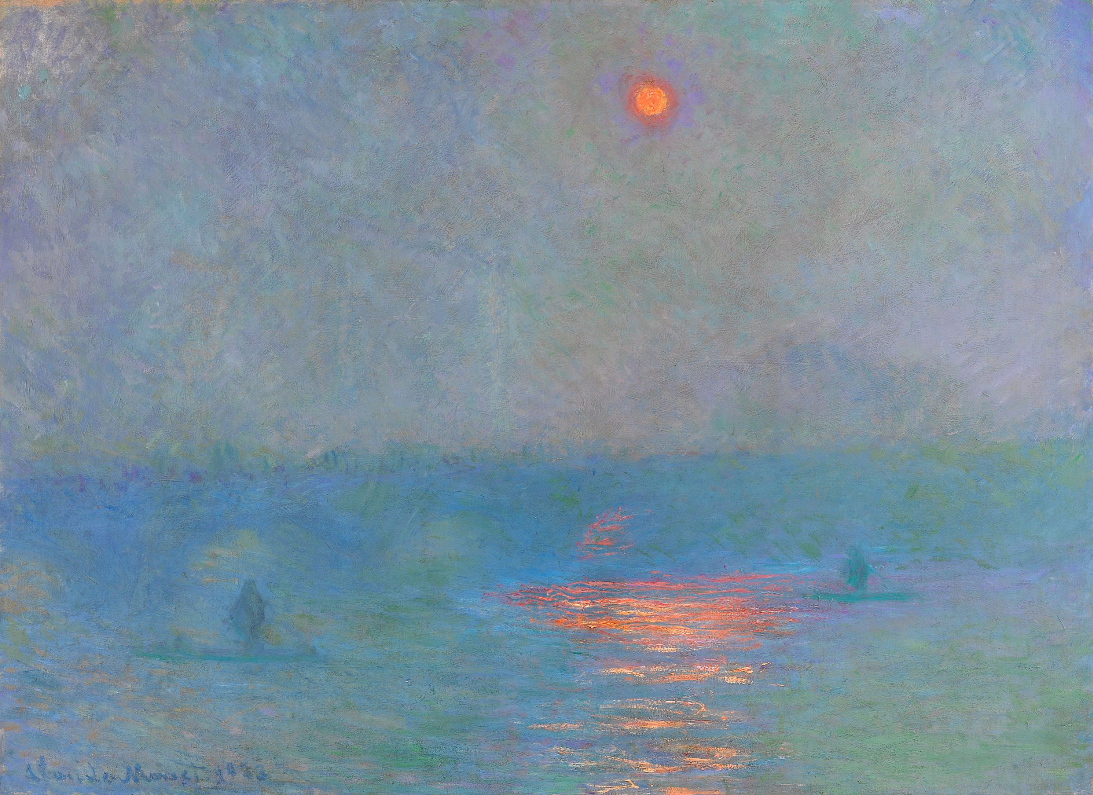 Buy digital version: Waterloo bridge, misty sunshine by Claude