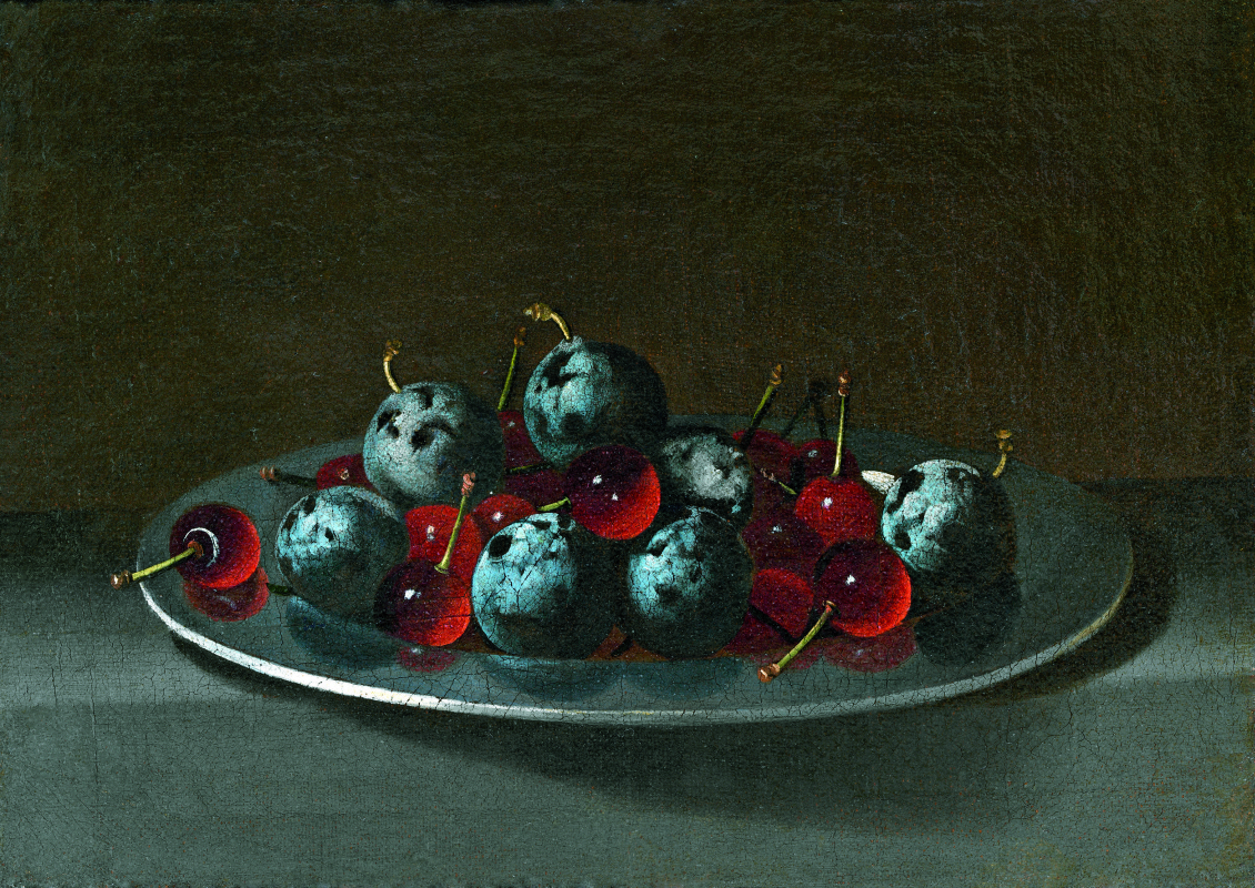 Juan van der Hamen y León. A dish of frozen plums and cherries