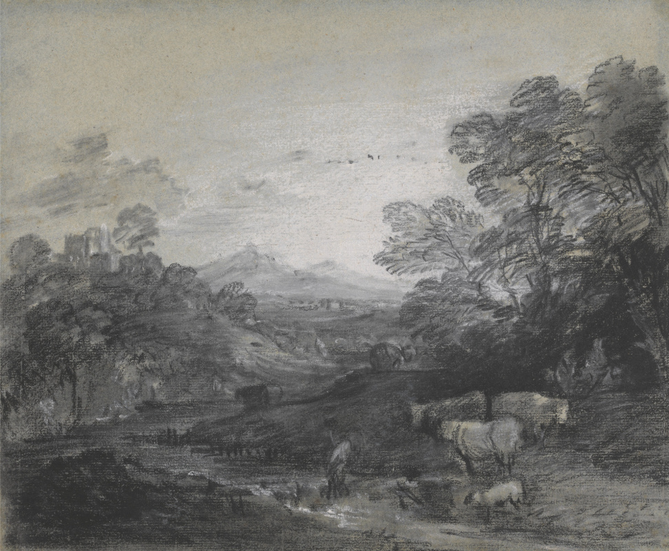 Thomas Gainsborough. La forêt paysage avec des bergers et troupeau