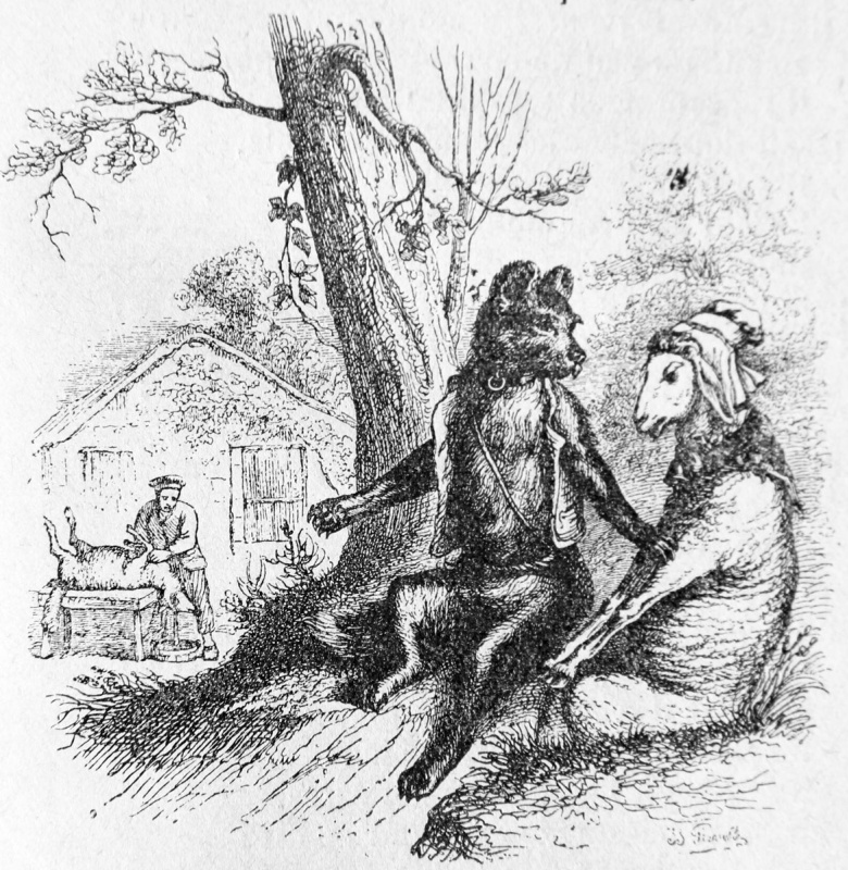 Jean Ignace Isidore Gérard Grandville. Sheep and the Dog. Illustrations to the fables of Florian