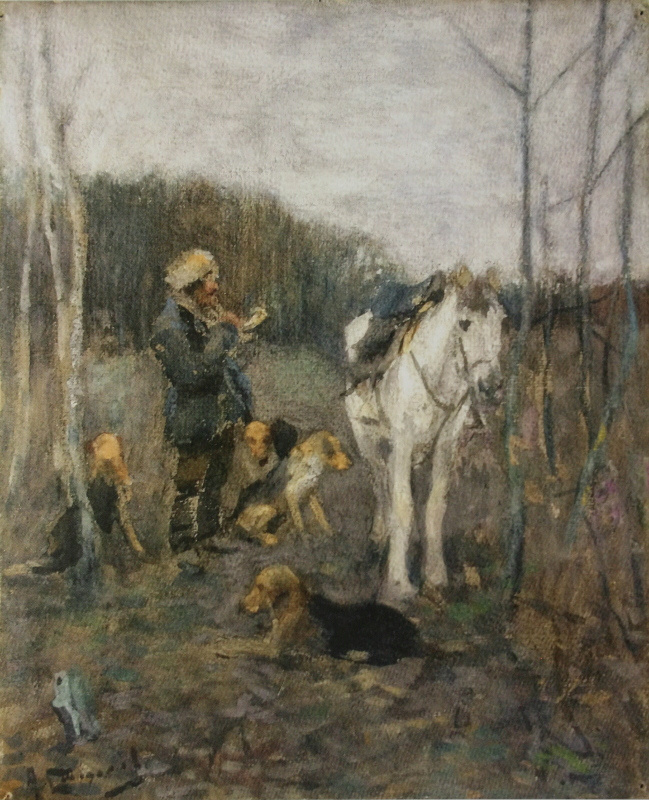 Alexey Stepanovich Stepanov (1858-1923). «Jäger mit Hunden» 1910