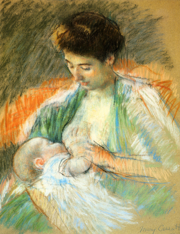 Mary Cassatt. Mother Rosa feeds her child breast