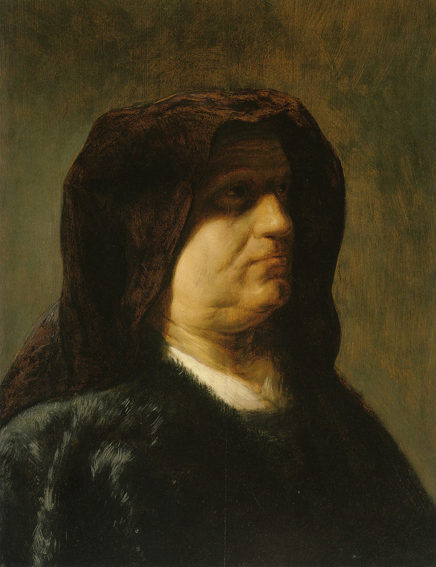Ян Ливенс. Портрет пожилой женщины в пурпурном капюшоне