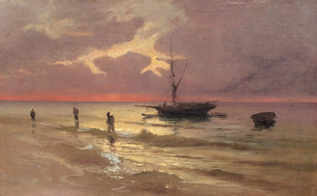 Mikhail Alexandrovich Alisov. Boat at sunset