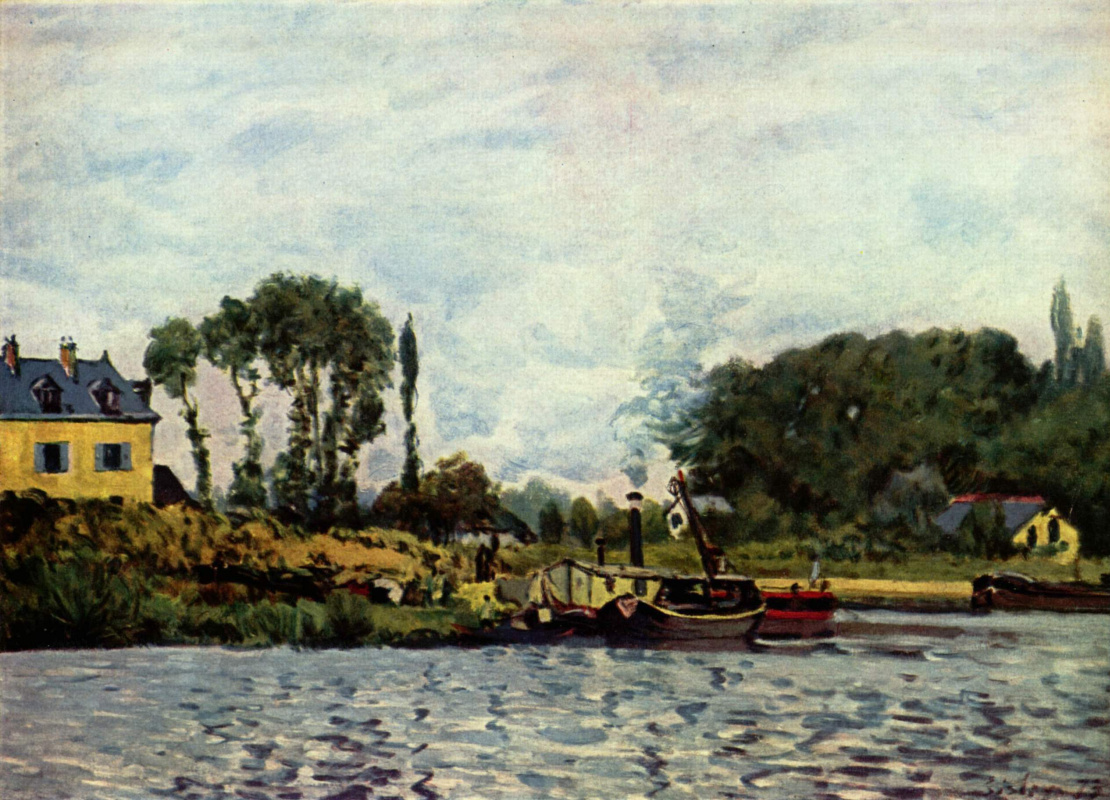 Alfred Sisley. Boats at Bougival