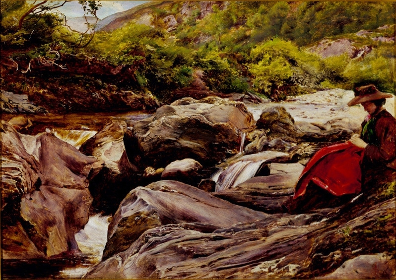 John Everett Millais. Effi gray junto a la cascada