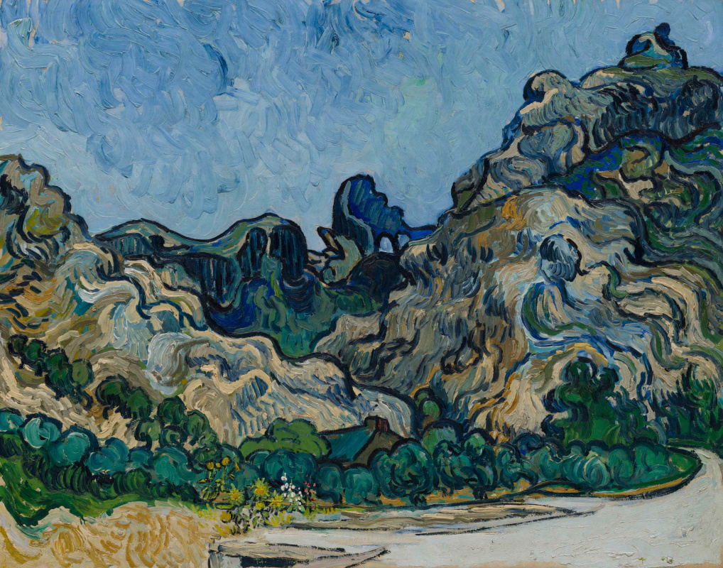 Vincent van Gogh. Hills near Saint-Remy with a dark house